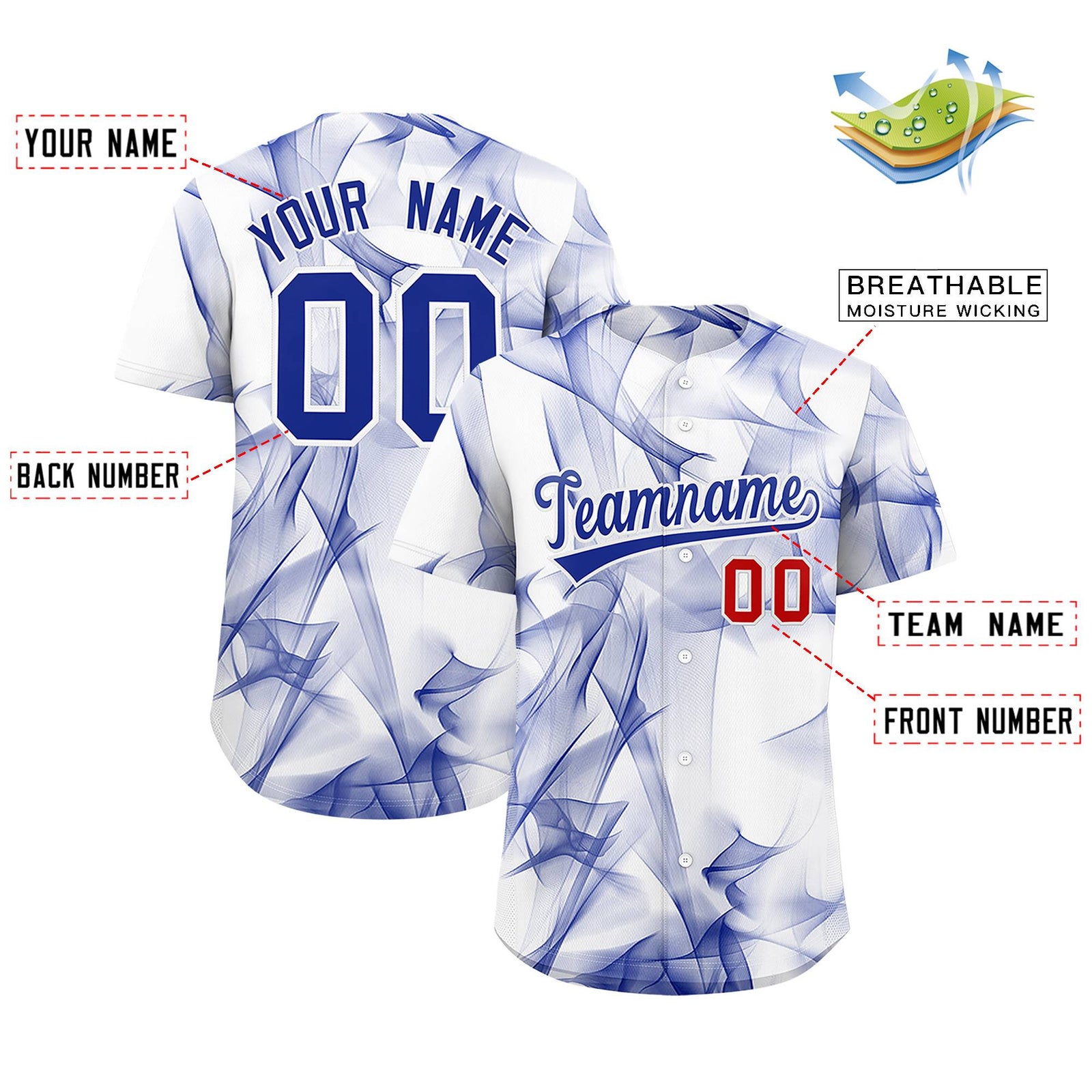 Custom White Fumes Graffiti Pattern Authentic Baseball Jersey
