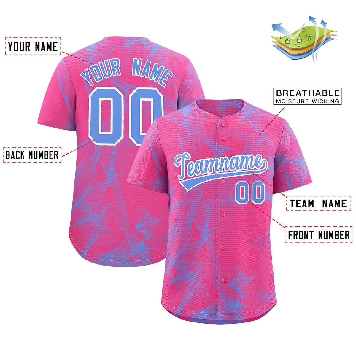 Custom Pink Fumes Graffiti Pattern Authentic Baseball Jersey