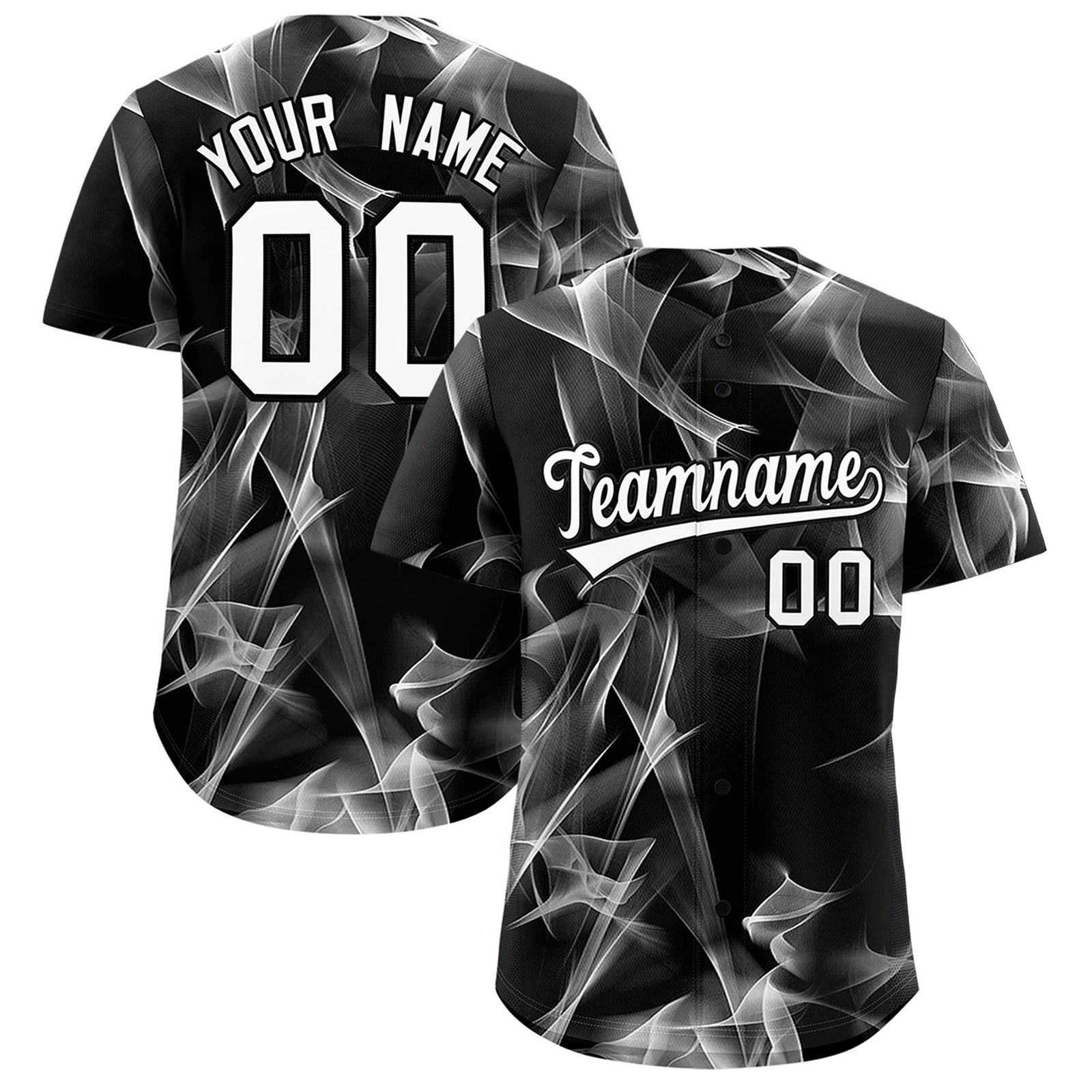 Custom Black Fumes Graffiti Pattern Authentic Baseball Jersey