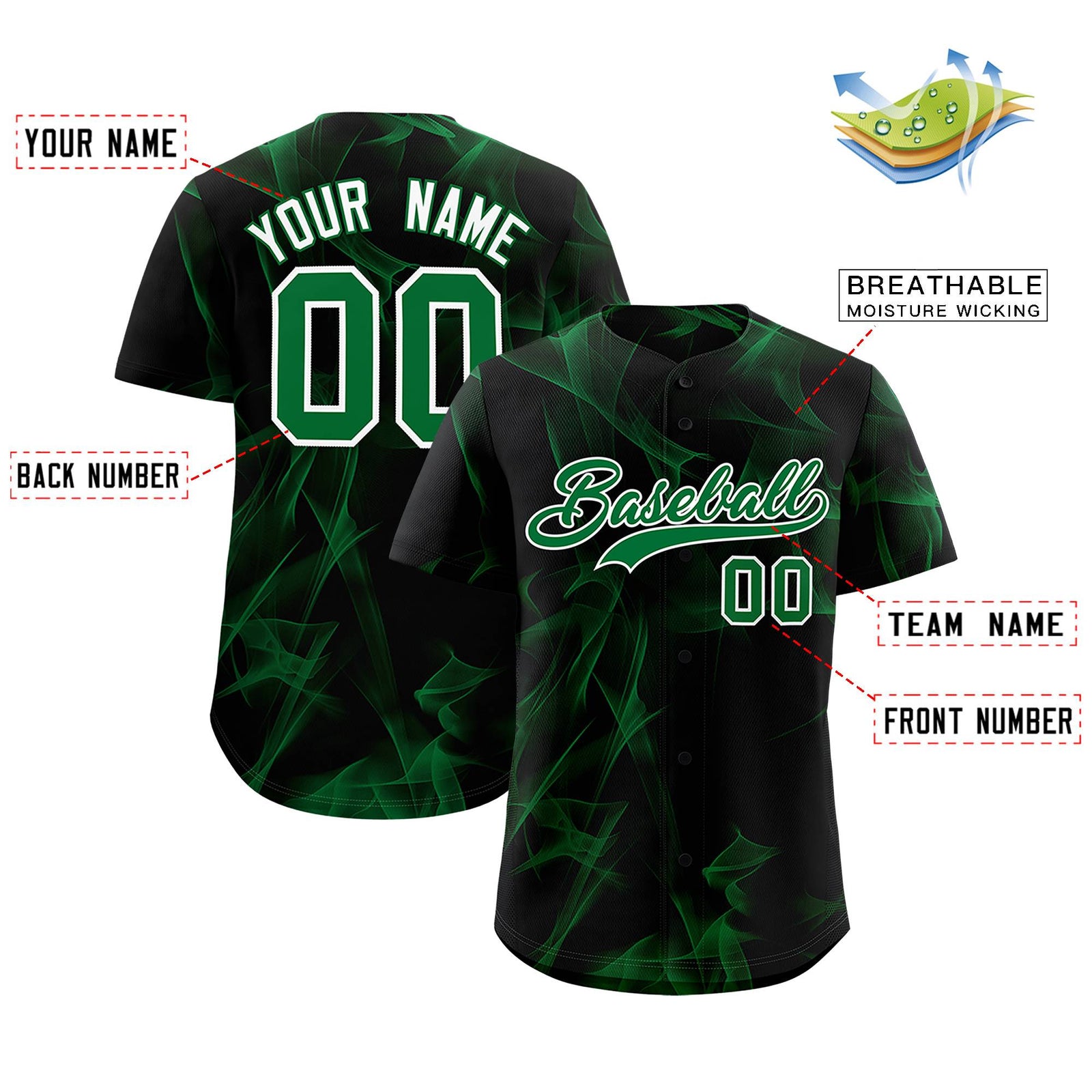 Custom Black Fumes Graffiti Pattern Authentic Baseball Jersey