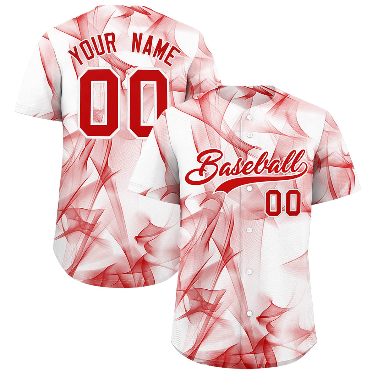 Custom White Fumes Graffiti Pattern Authentic Baseball Jersey
