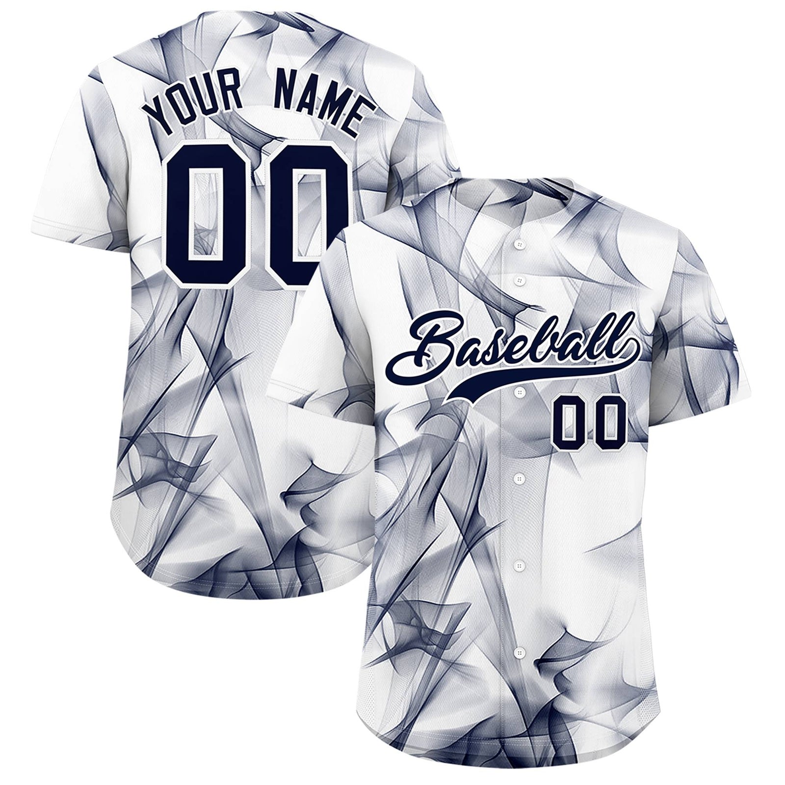 Custom White Fumes Graffiti Pattern Authentic Baseball Jersey