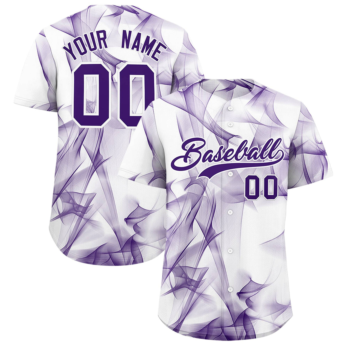 Custom White Fumes Graffiti Pattern Authentic Baseball Jersey