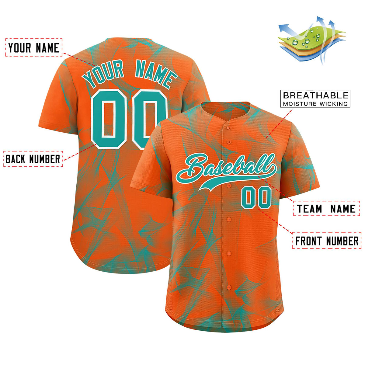 Custom Orange Fumes Graffiti Pattern Authentic Baseball Jersey