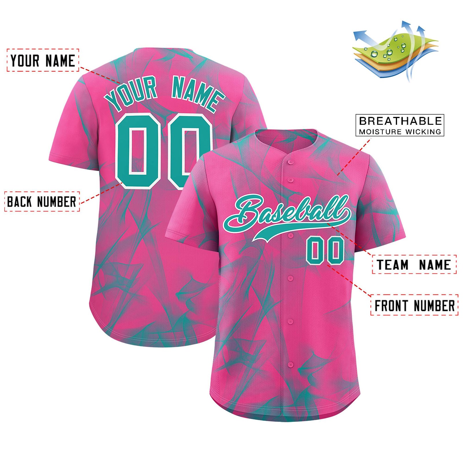 Custom Pink Fumes Graffiti Pattern Authentic Baseball Jersey
