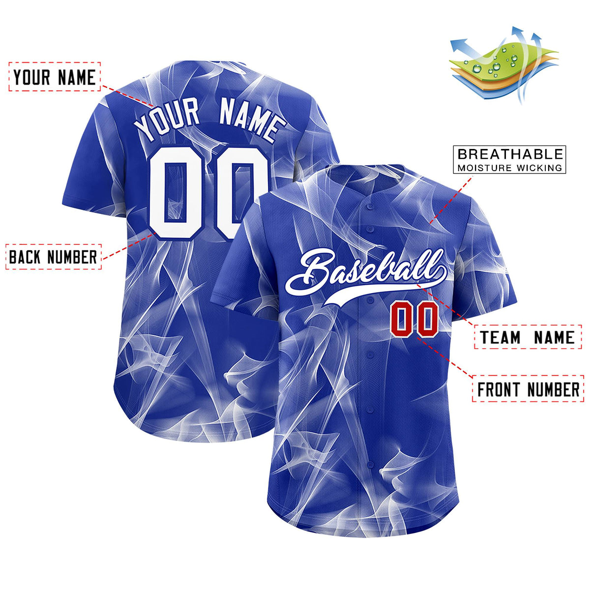 Custom Royal Fumes Graffiti Pattern Authentic Baseball Jersey