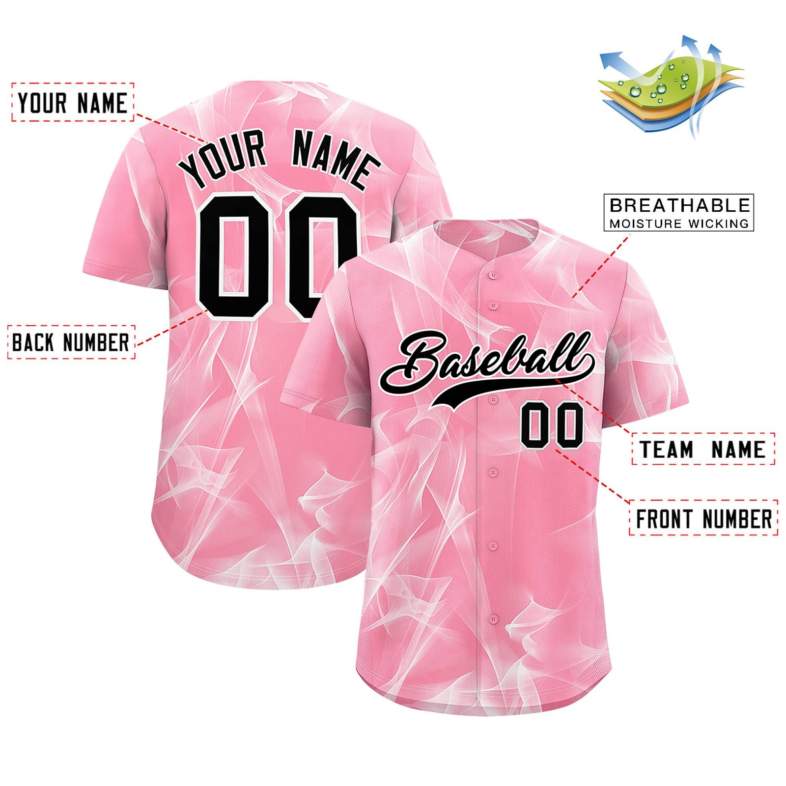 Custom Light Pink Fumes Graffiti Pattern Authentic Baseball Jersey