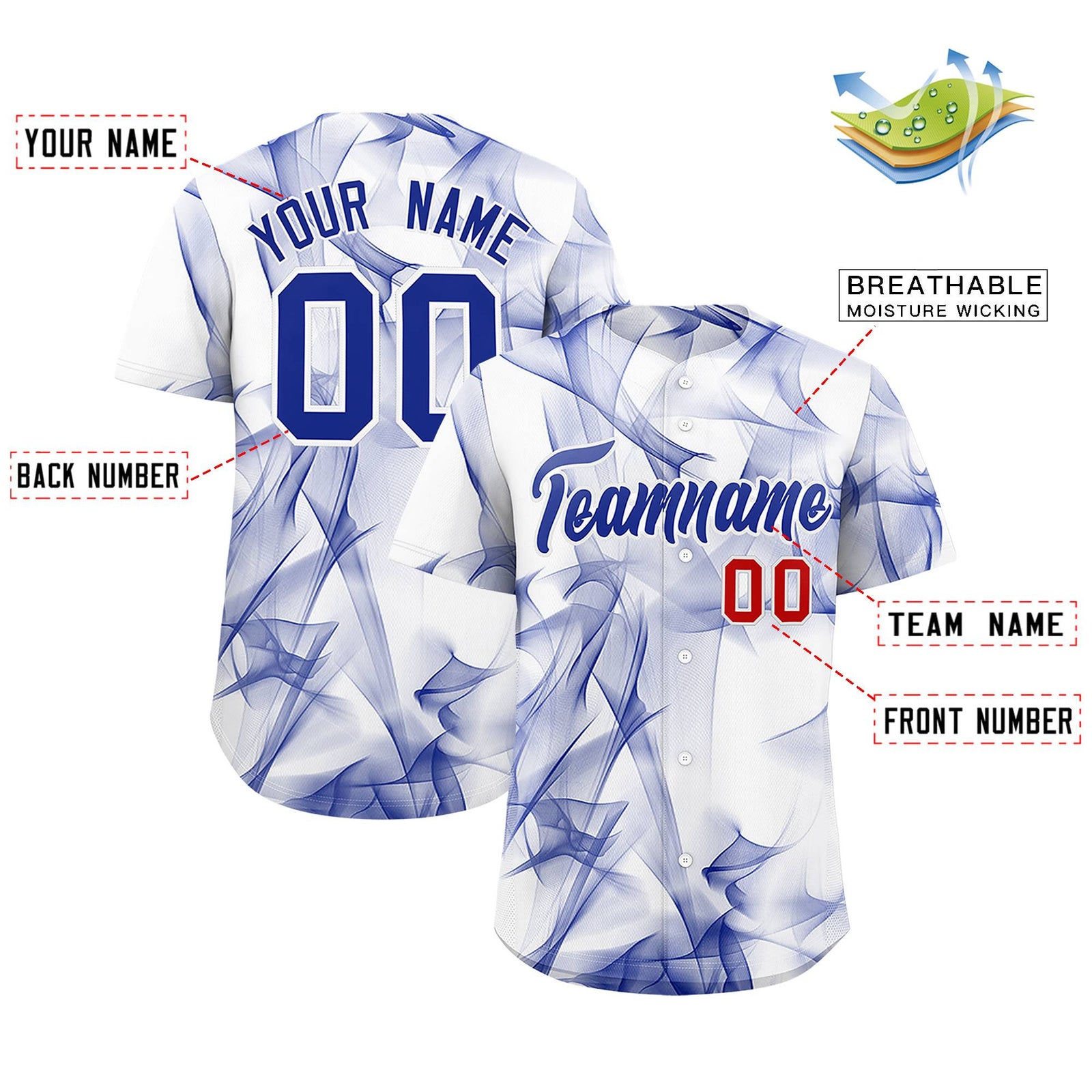 Custom White Fumes Graffiti Pattern Authentic Baseball Jersey