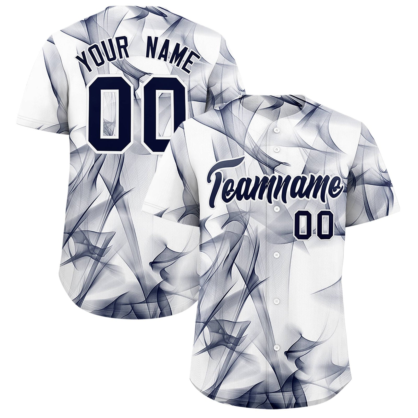 Custom White Fumes Graffiti Pattern Authentic Baseball Jersey