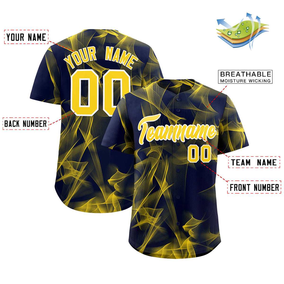 Custom Navy Fumes Graffiti Pattern Authentic Baseball Jersey