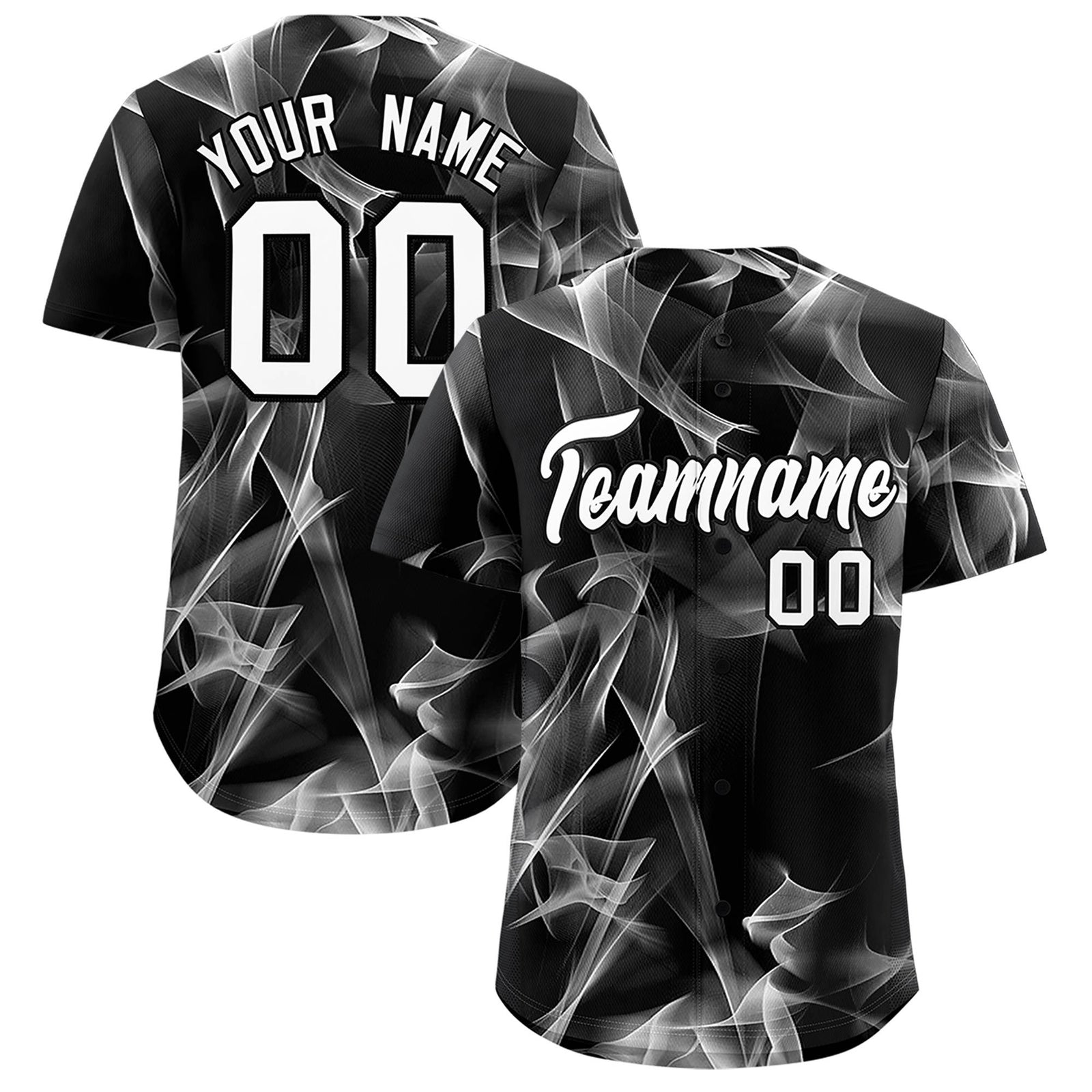 Custom Black Fumes Graffiti Pattern Authentic Baseball Jersey