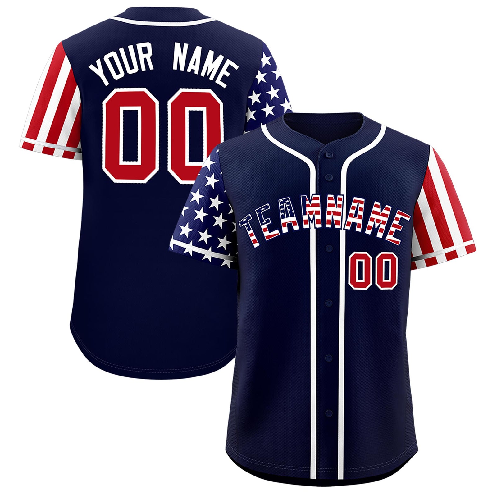 Custom Navy American Flag Design Personalized Baseball Jersey