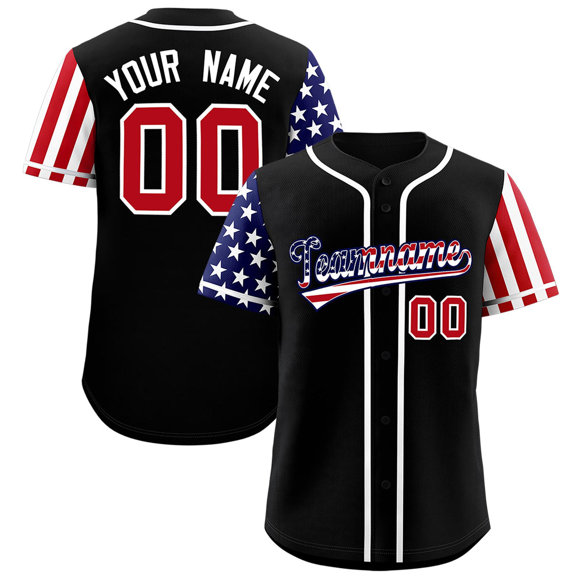 Custom Black American Flag Design Personalized Baseball Jersey