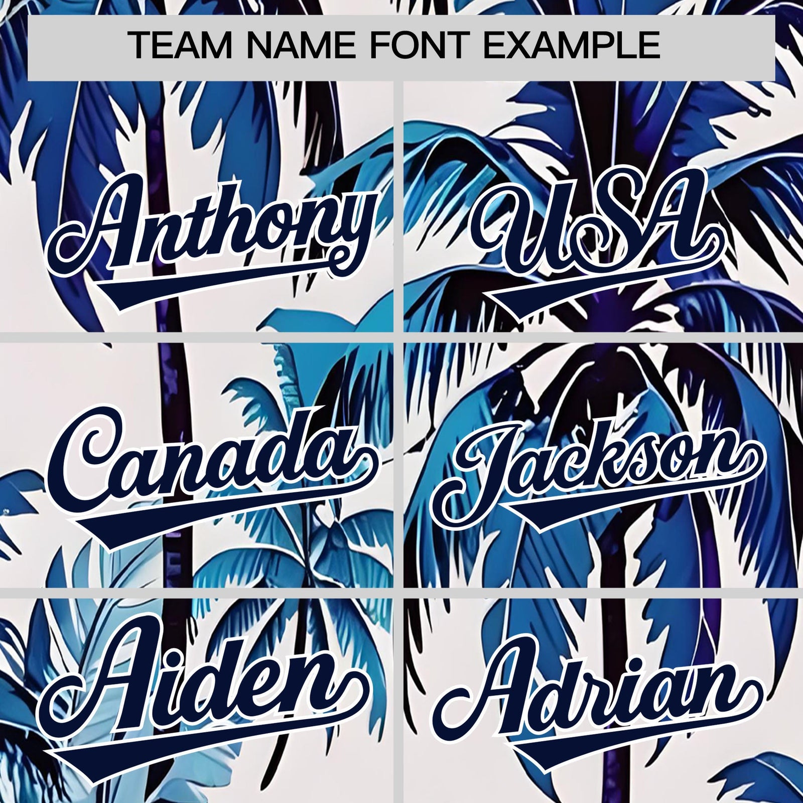 Custom Navy White Palm Tree Pattern Graffiti Hawaiian Style Baseball Jersey| KXKSHOP