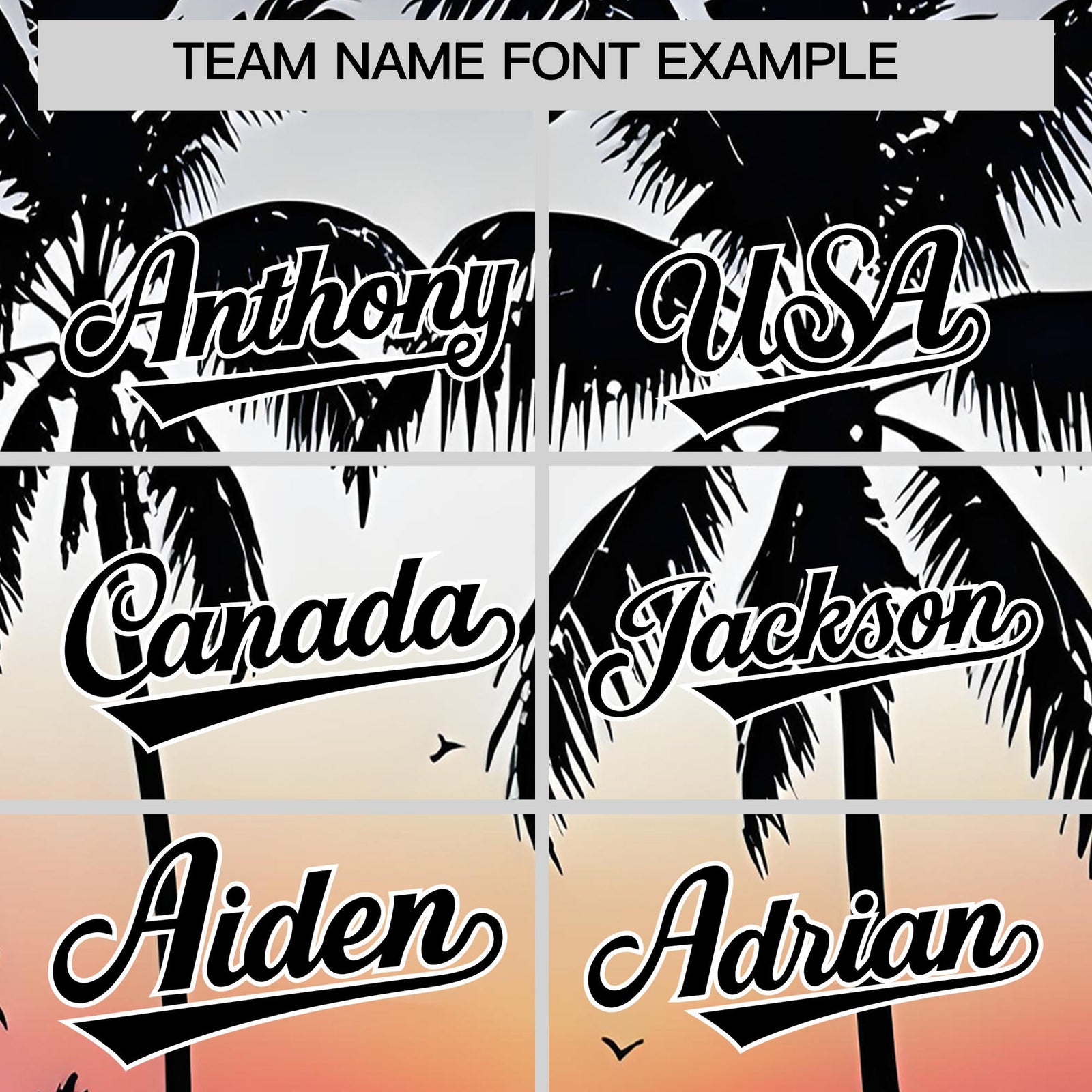Custom Black White Sunset Palm Tree Pattern Graffiti Hawaiian Style Baseball Jersey| KXKSHOP
