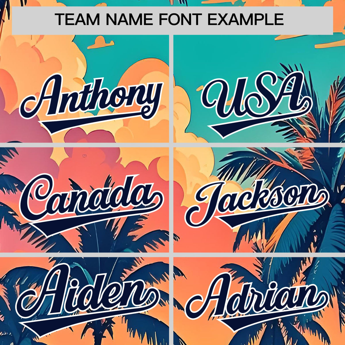 Custom Navy White Sunset Palm Tree Pattern Graffiti Hawaiian Style Baseball Jersey| KXKSHOP