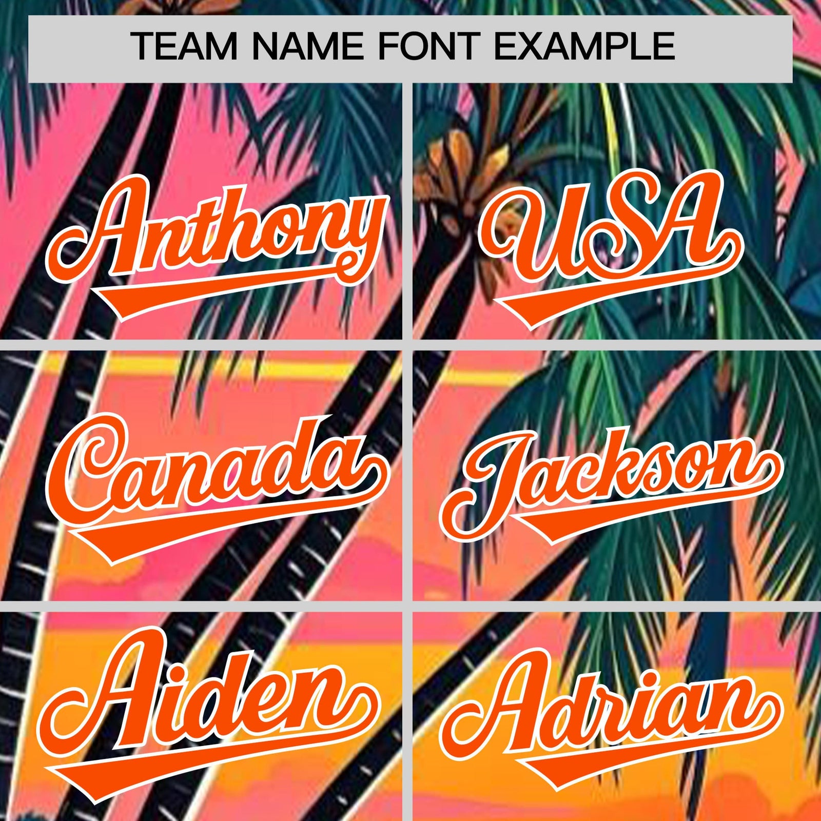 Custom Orange White Palm Tree Pattern Graffiti Hawaiian Style Baseball Jersey| KXKSHOP