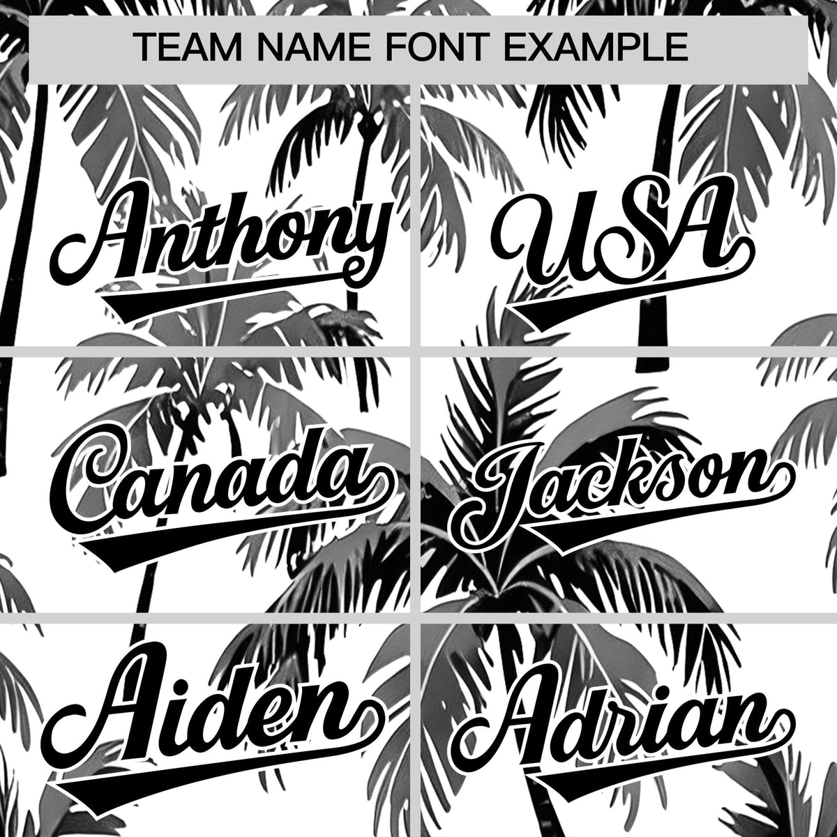 Custom Black White Palm Tree Pattern Graffiti Hawaiian Style Baseball Jersey| KXKSHOP