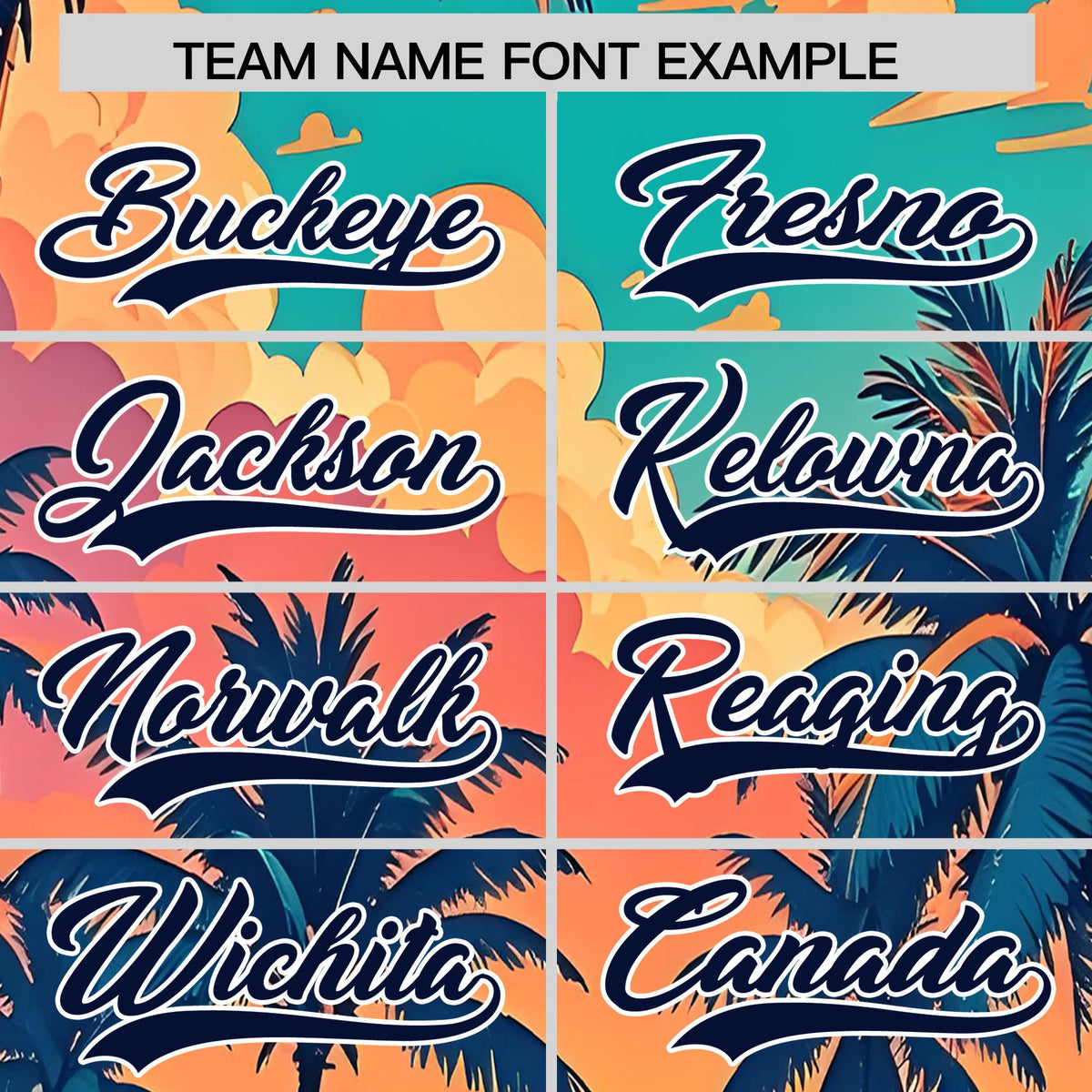 Custom Navy White Sunset Palm Tree Pattern Graffiti Hawaiian Style Baseball Jersey| KXKSHOP