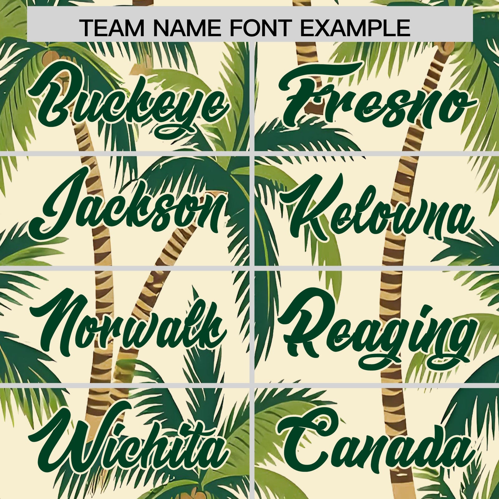 Custom Green Cream Palm Tree Pattern Graffiti Hawaiian Style Baseball Jersey| KXKSHOP