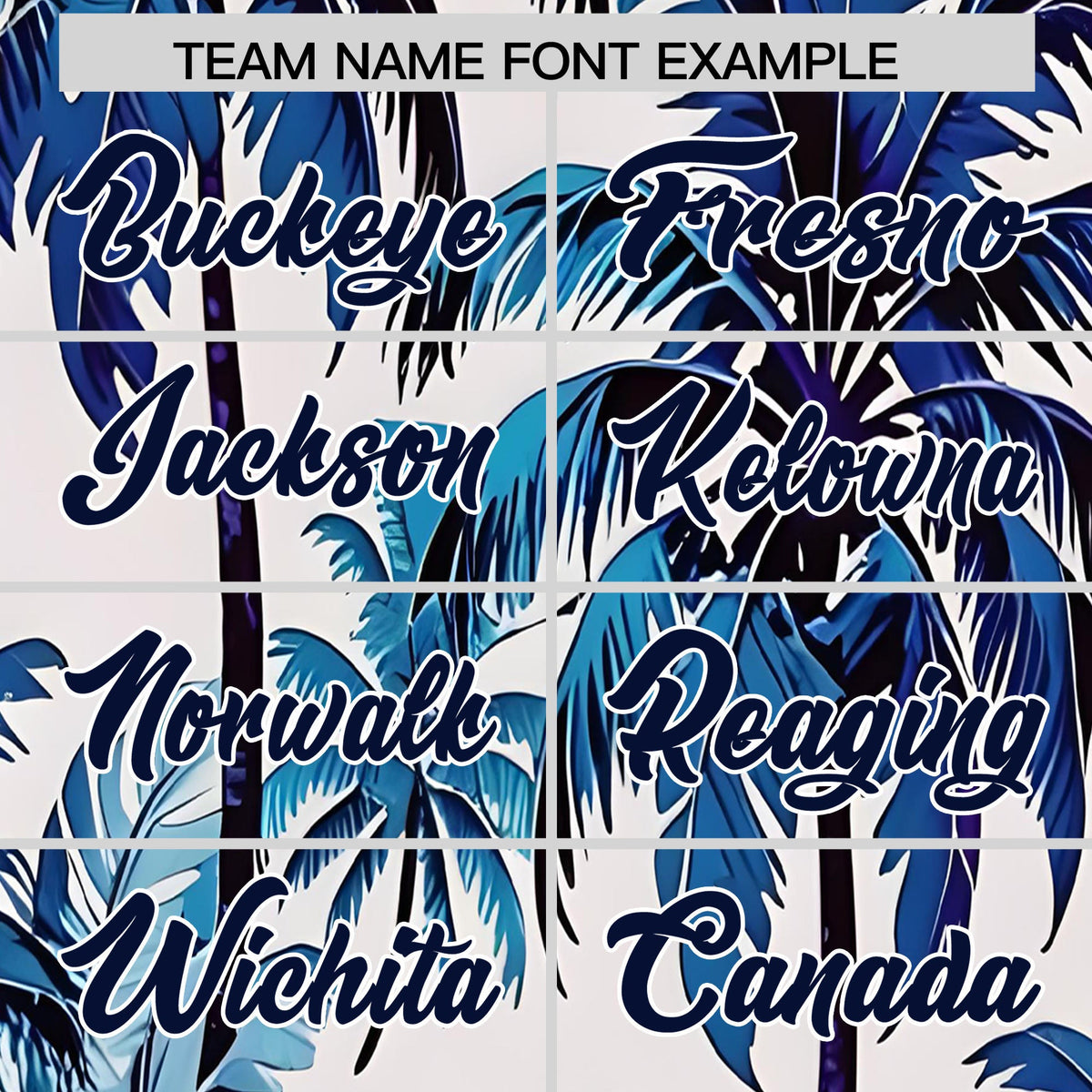 Custom Navy White Palm Tree Pattern Graffiti Hawaiian Style Baseball Jersey| KXKSHOP