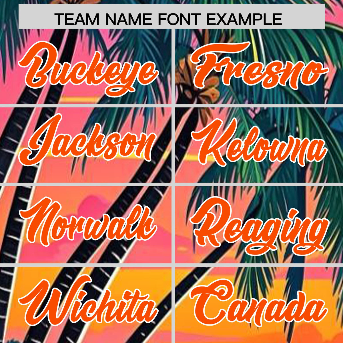 Custom Orange White Palm Tree Pattern Graffiti Hawaiian Style Baseball Jersey| KXKSHOP