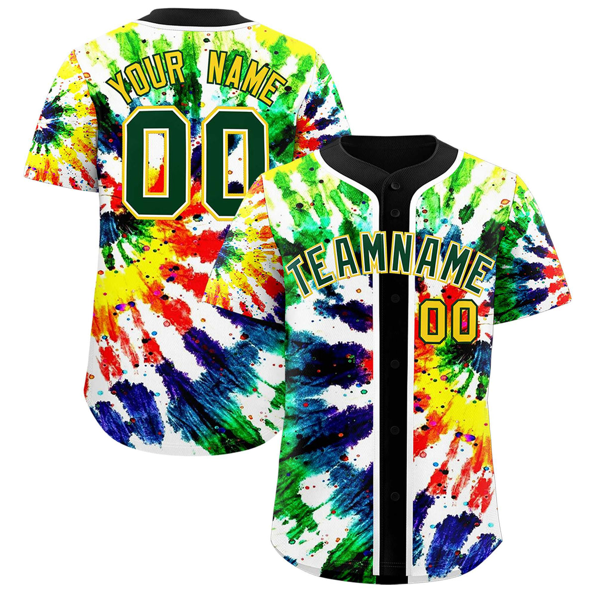 Custom Black Tie-Dye Graffiti Pattern Authentic Baseball Jersey