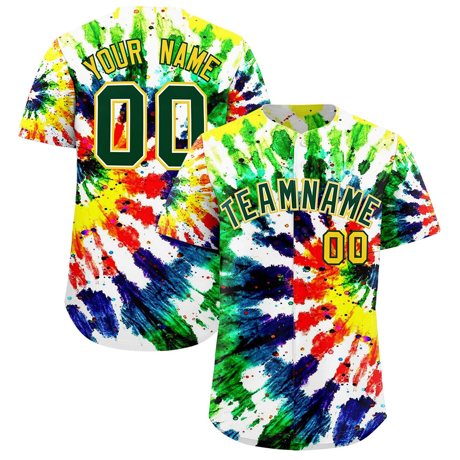 Custom Multi Color Tie-Dye Graffiti Pattern Authentic Baseball Jersey