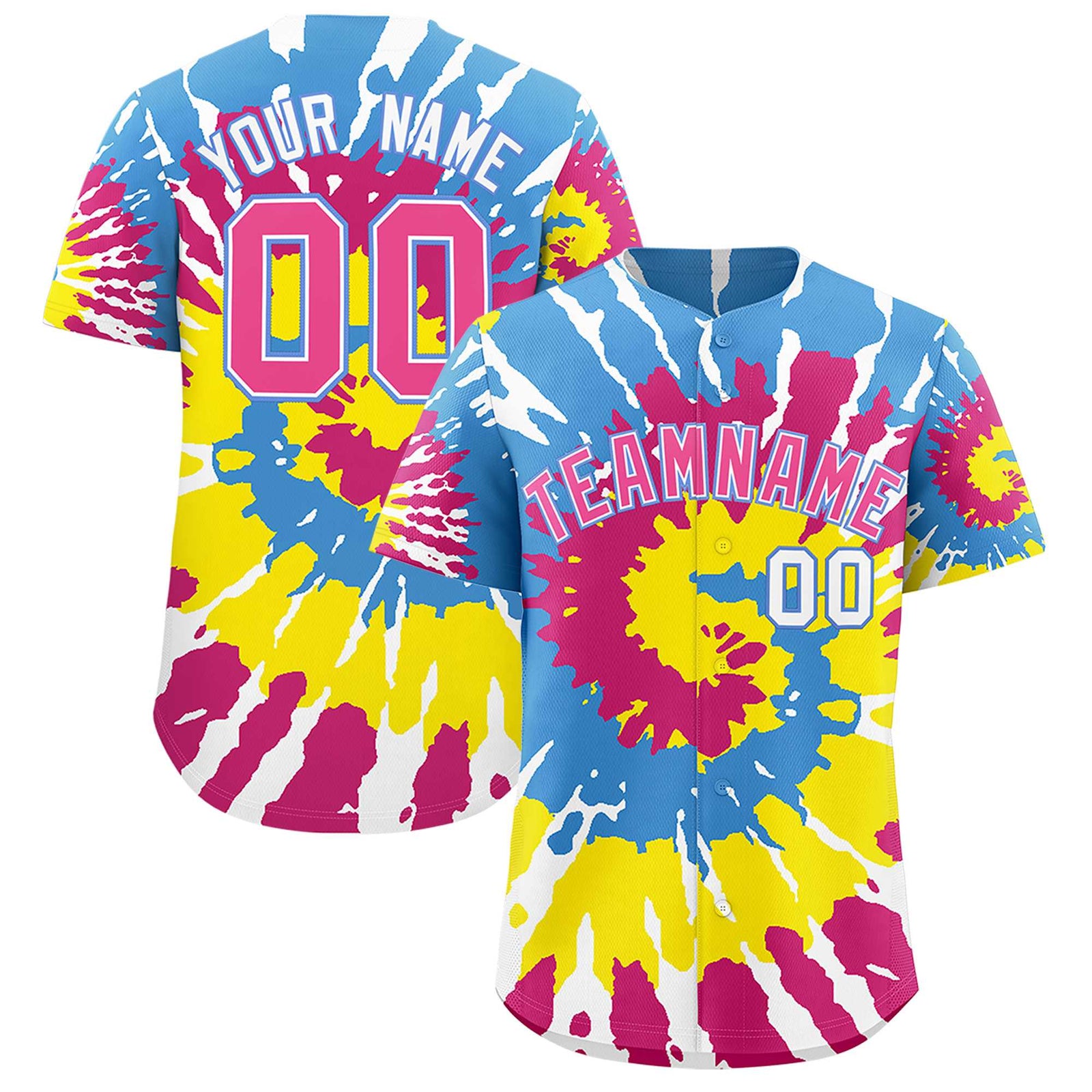 Custom Multi Color Tie-Dye Graffiti Pattern Authentic Baseball Jersey