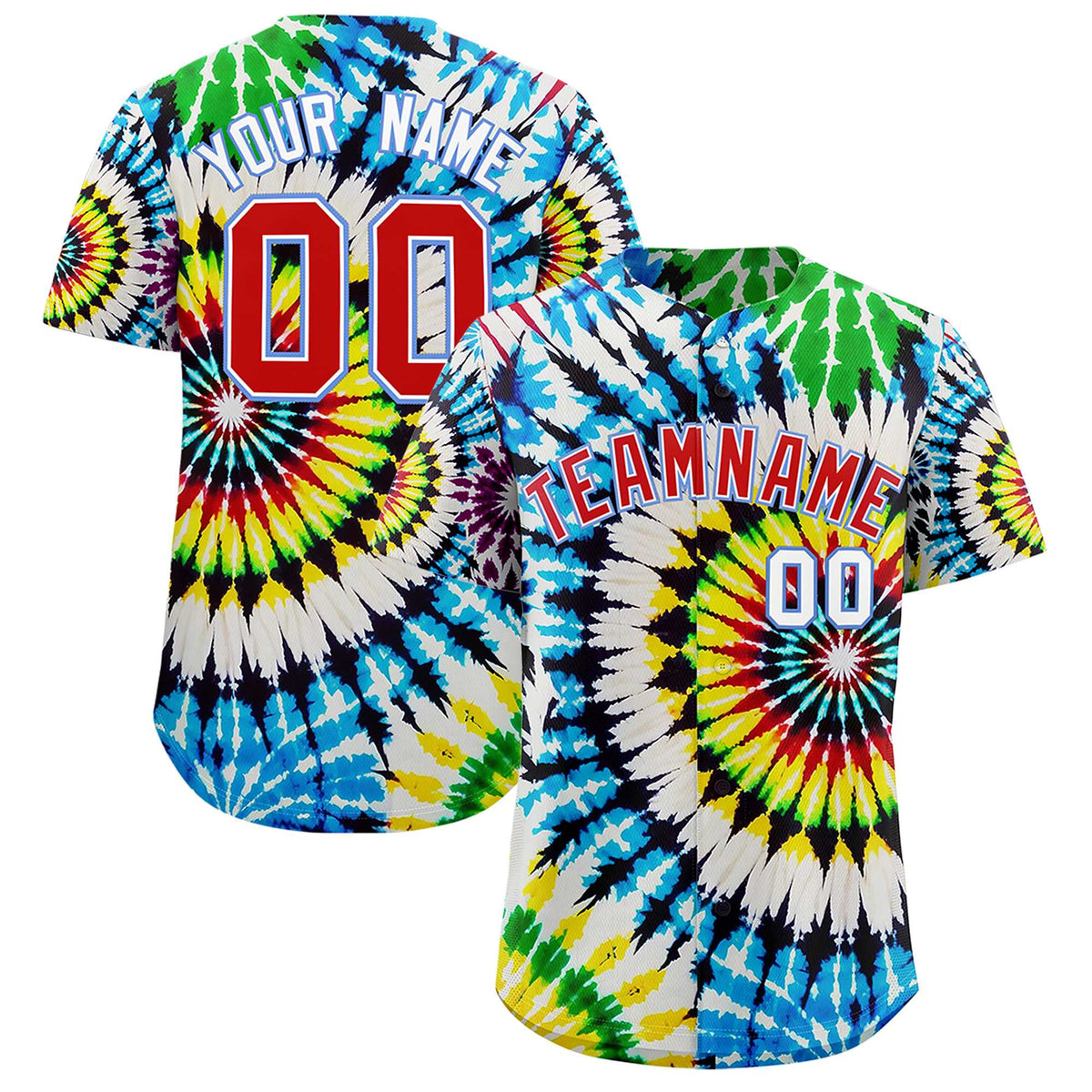 Custom Multi Color Tie-Dye Graffiti Pattern Authentic Baseball Jersey