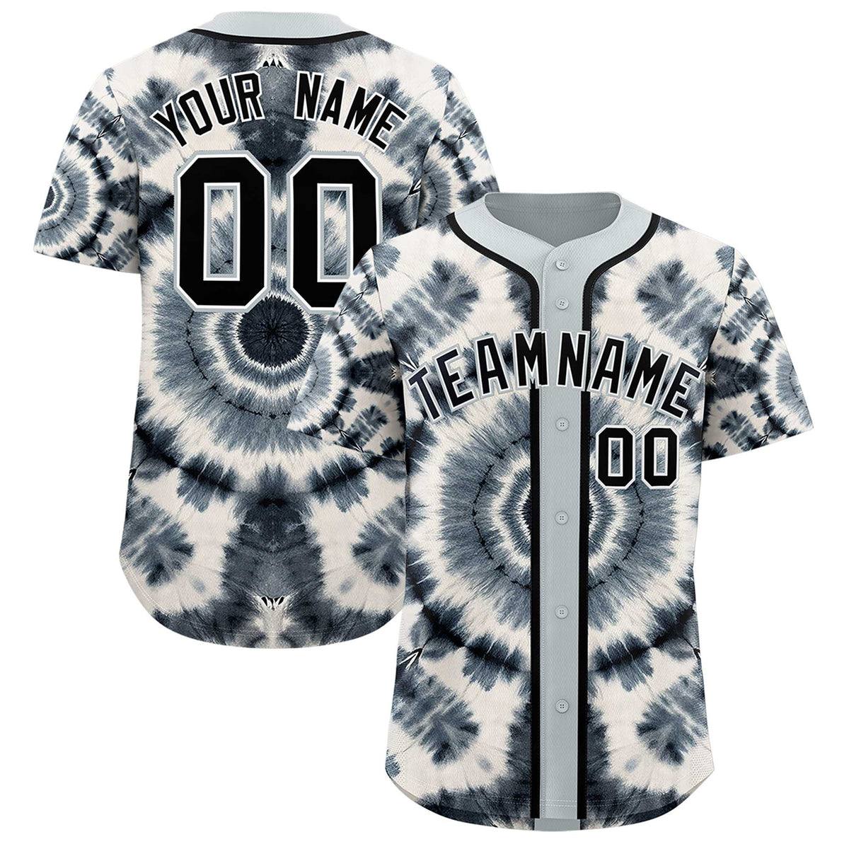 Custom Silver Tie-Dye Graffiti Pattern Authentic Baseball Jersey