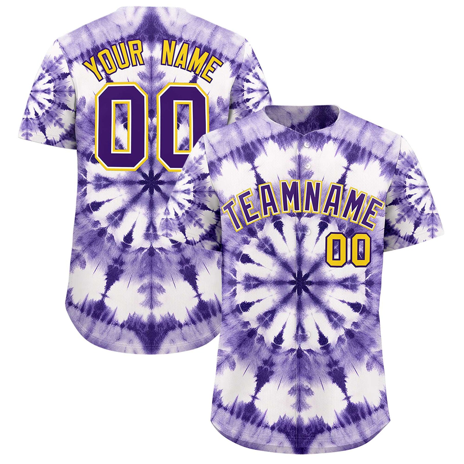 Custom Multi Color Tie-Dye Graffiti Pattern Authentic Baseball Jersey