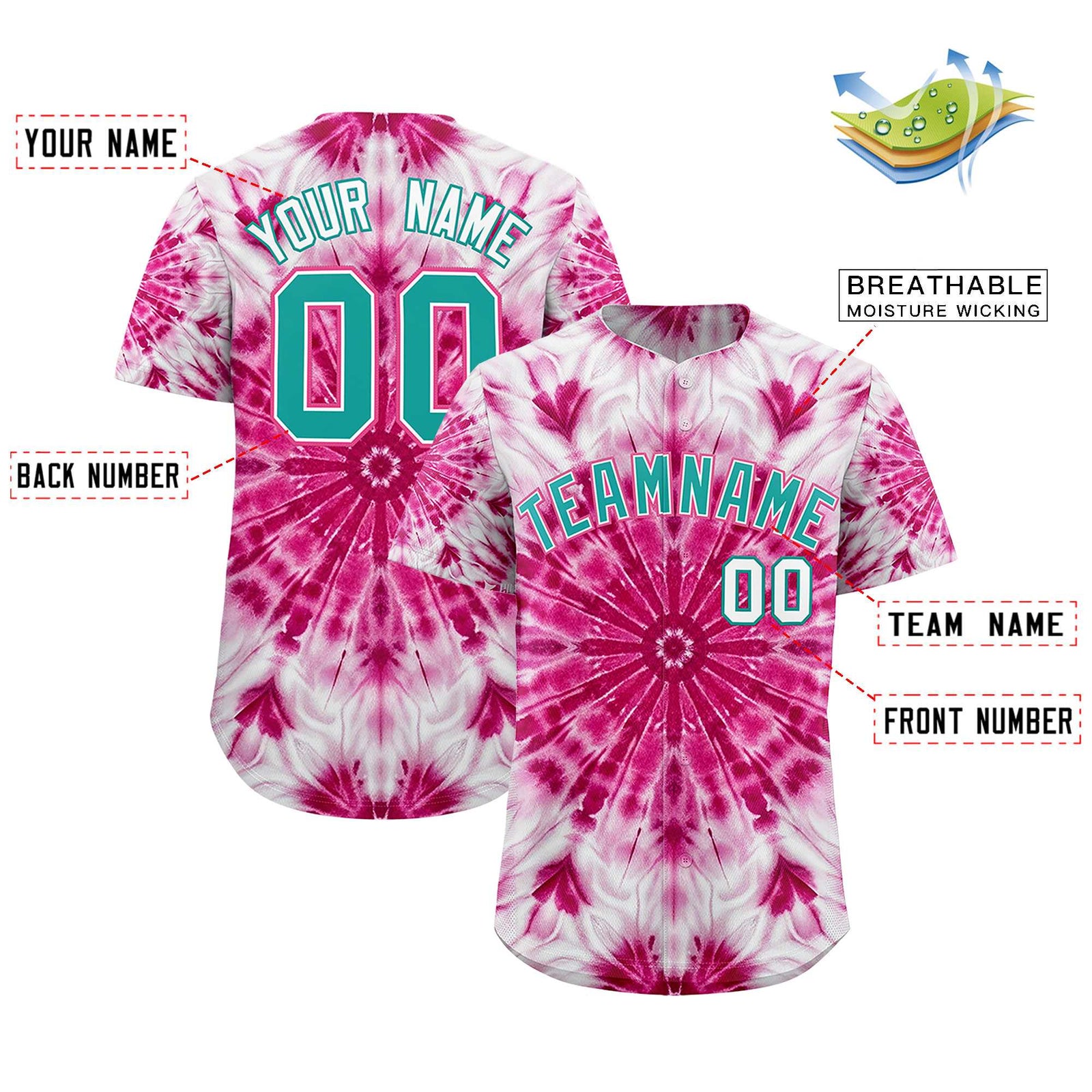 Custom Multi Color Tie-Dye Graffiti Pattern Authentic Baseball Jersey
