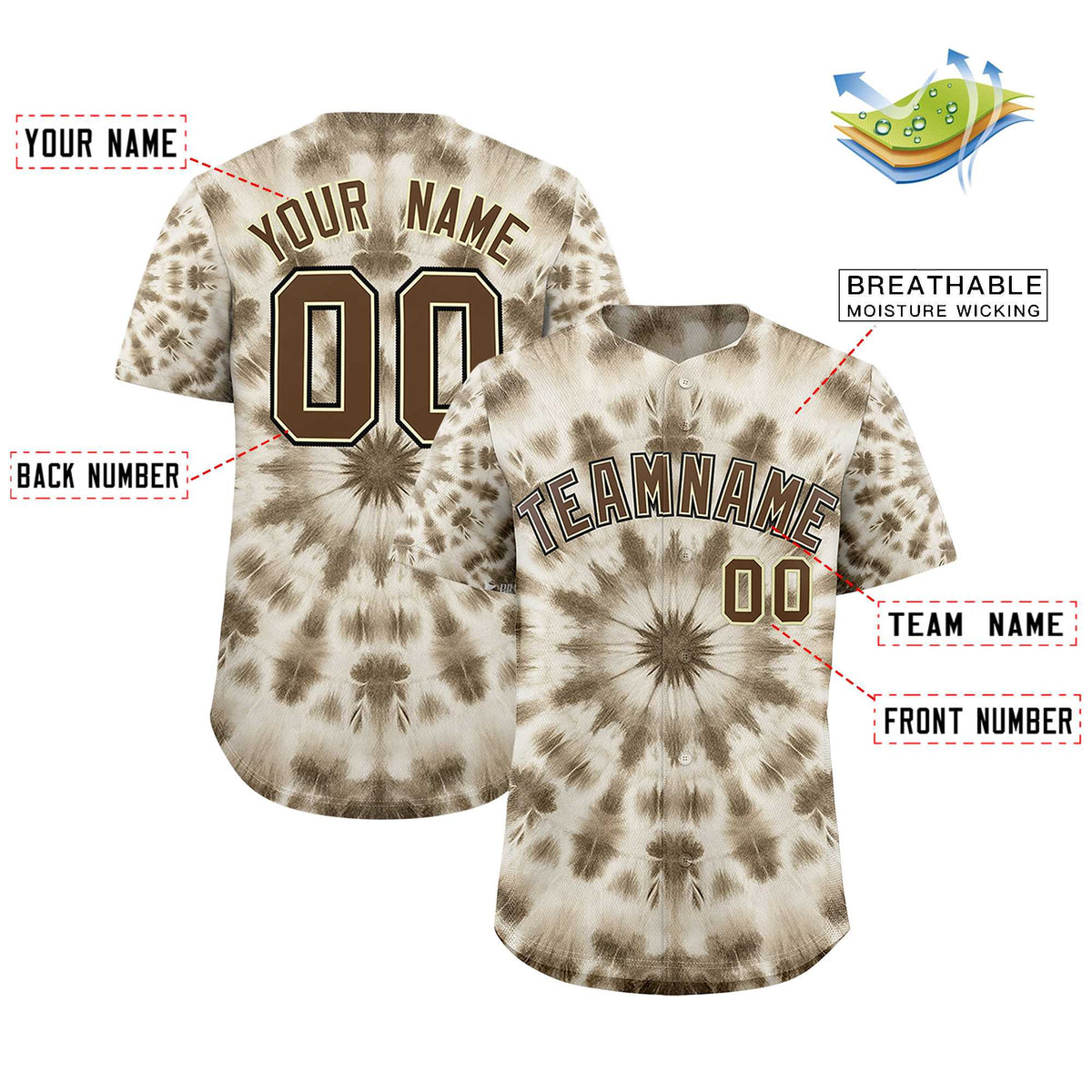 Custom Multi Color Tie-Dye Graffiti Pattern Authentic Baseball Jersey