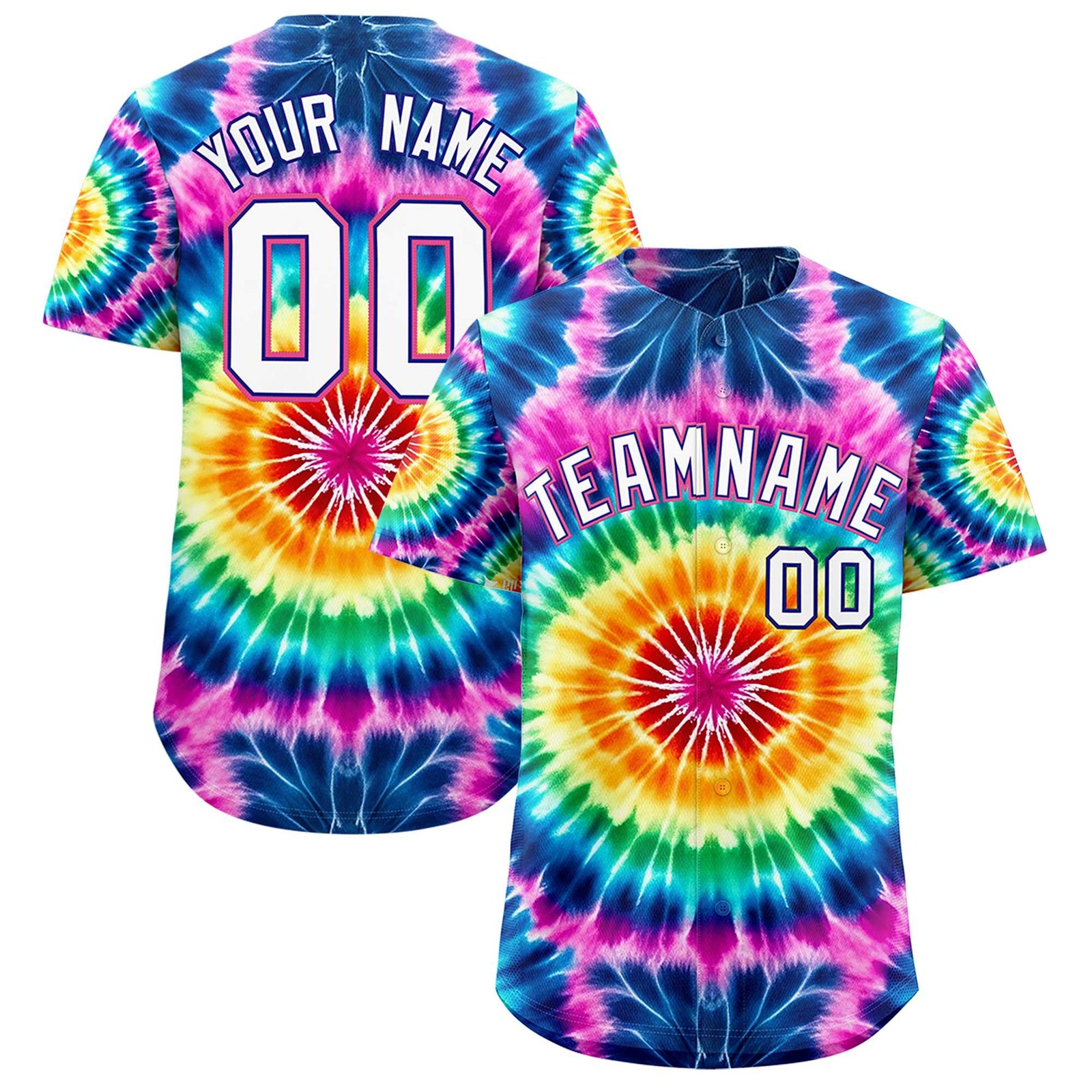 Custom Multi Color Tie-Dye Graffiti Pattern Authentic Baseball Jersey