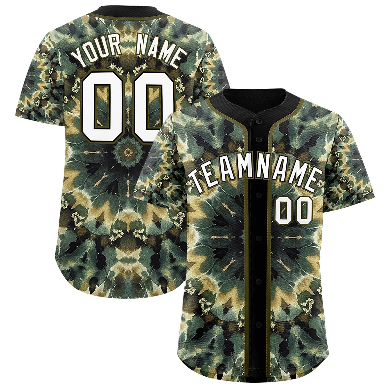 Custom Black Tie-Dye Graffiti Pattern Authentic Baseball Jersey