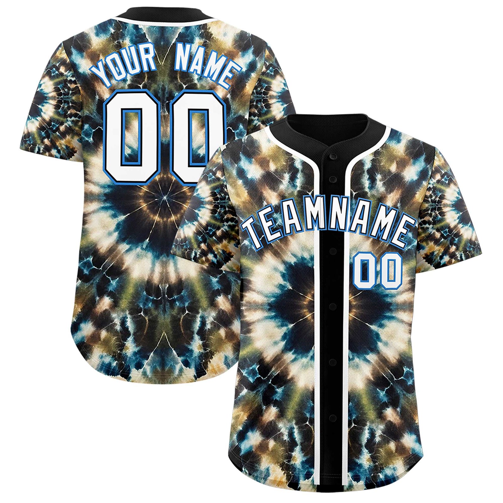 Custom Black Tie-Dye Graffiti Pattern Authentic Baseball Jersey