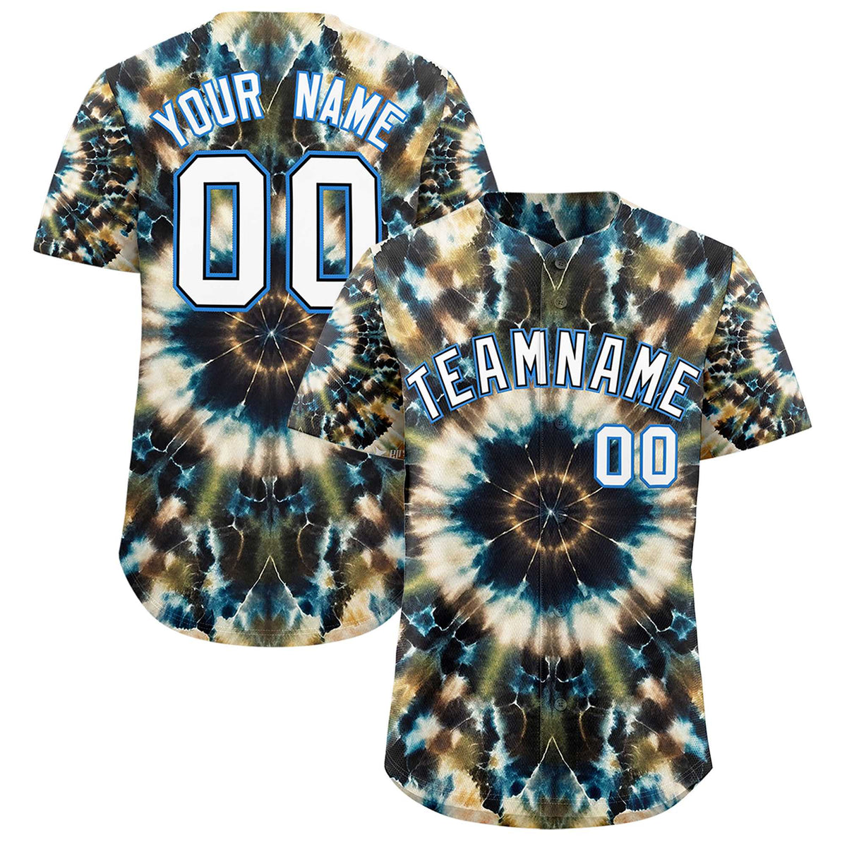 Custom Multi Color Tie-Dye Graffiti Pattern Authentic Baseball Jersey