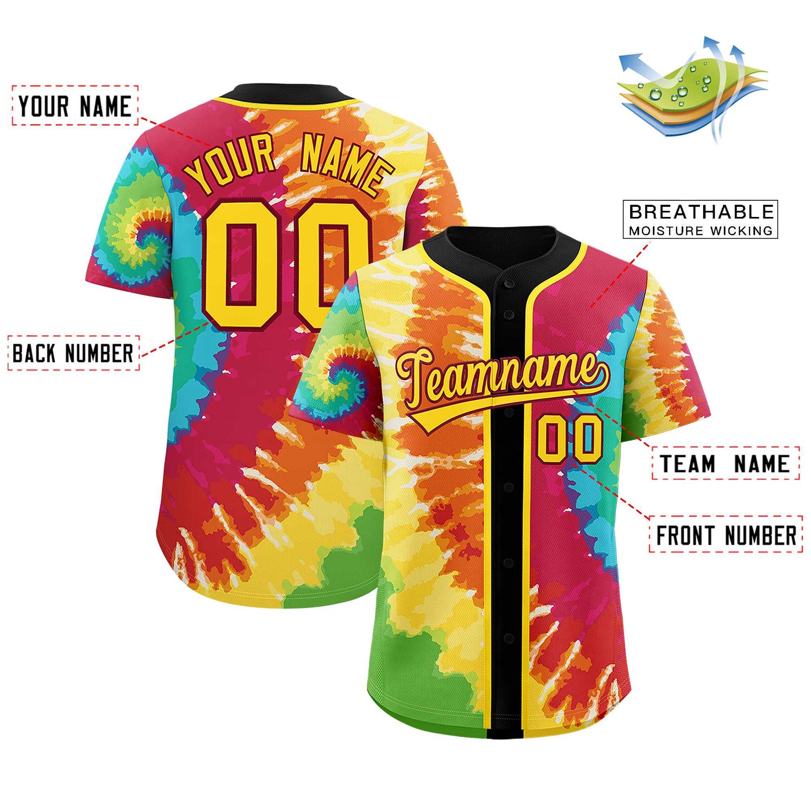 Custom Black Tie-Dye Graffiti Pattern Authentic Baseball Jersey