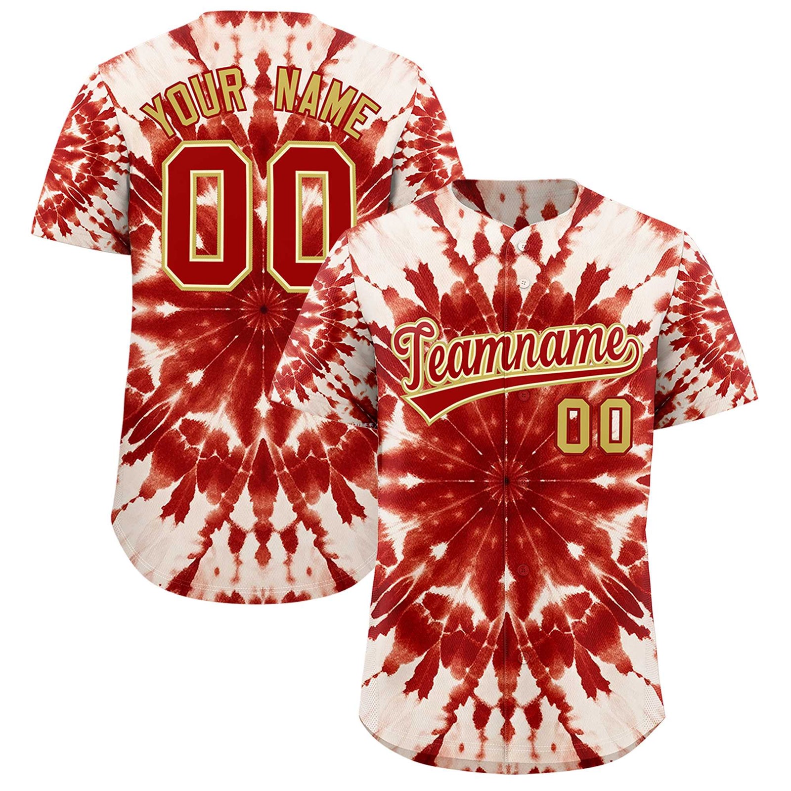Custom Multi Color Tie-Dye Graffiti Pattern Authentic Baseball Jersey