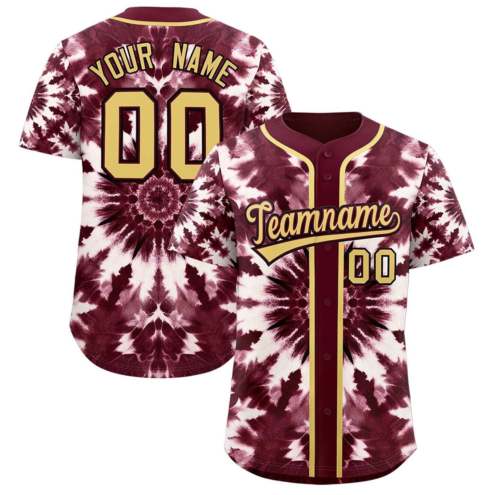 Custom Crimson Tie-Dye Graffiti Pattern Authentic Baseball Jersey