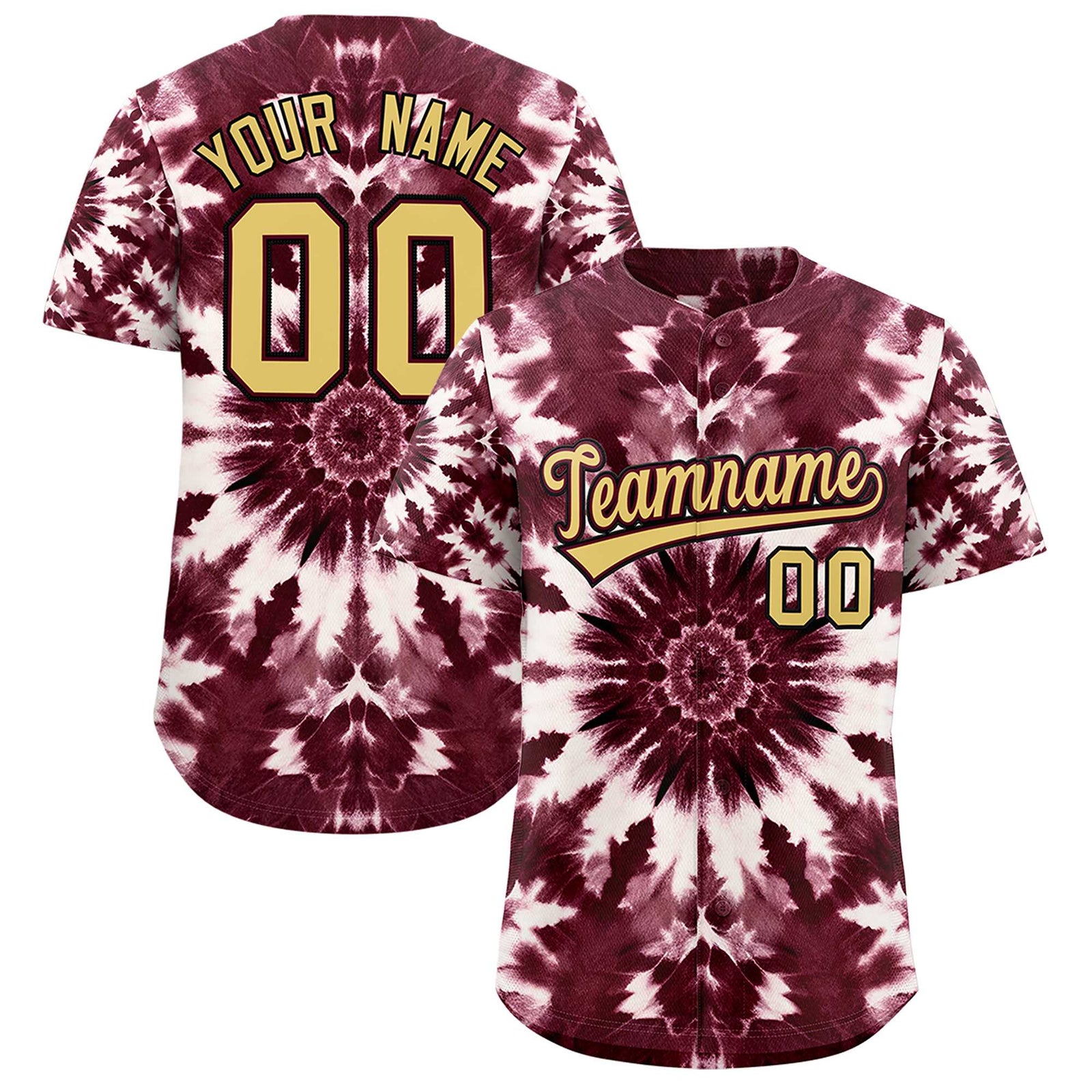 Custom Multi Color Tie-Dye Graffiti Pattern Authentic Baseball Jersey