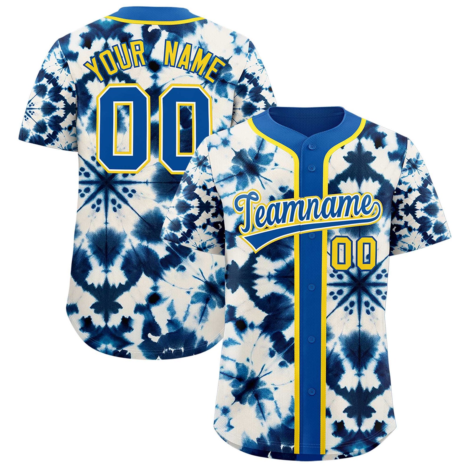 Custom Royal Tie-Dye Graffiti Pattern Authentic Baseball Jersey