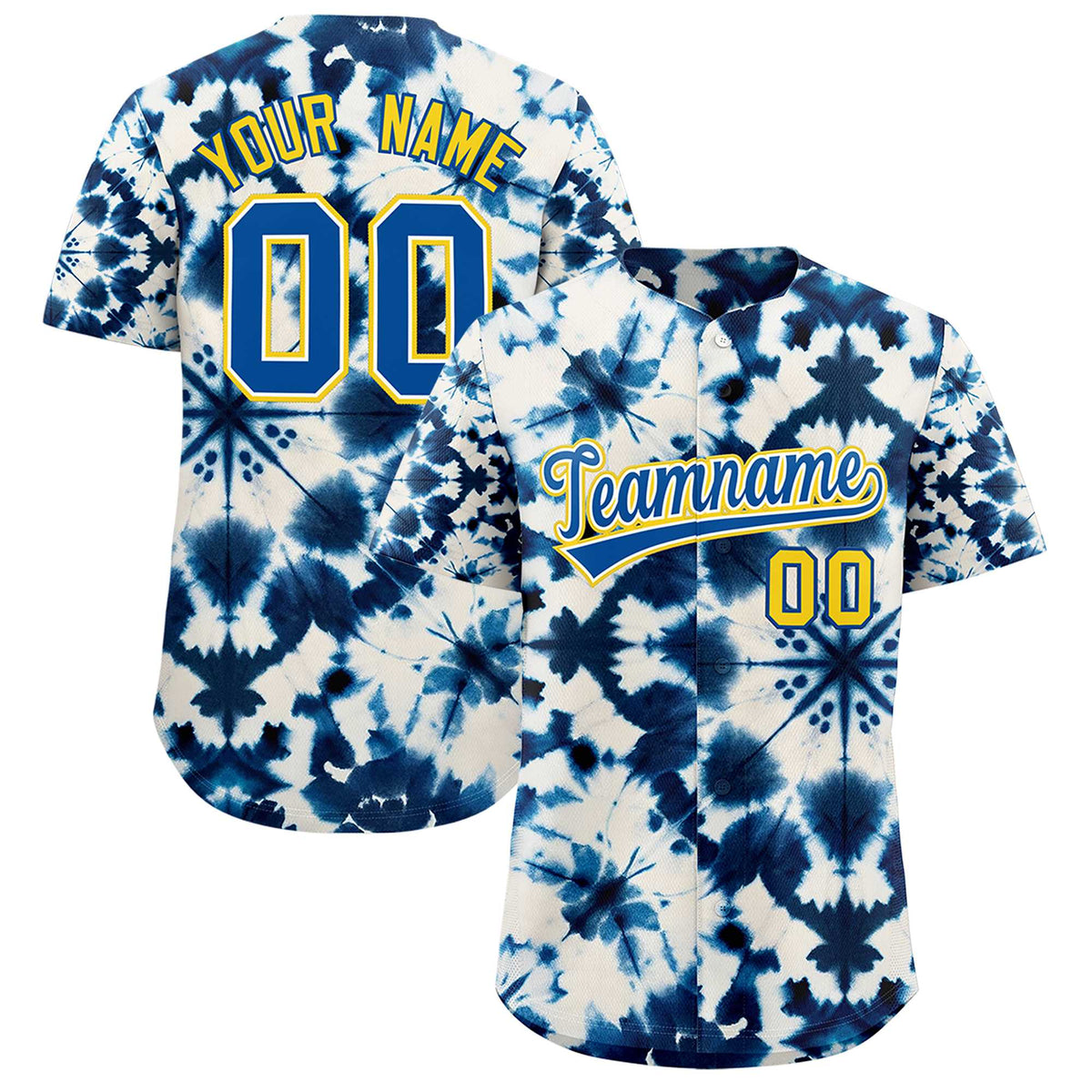 Custom Multi Color Tie-Dye Graffiti Pattern Authentic Baseball Jersey