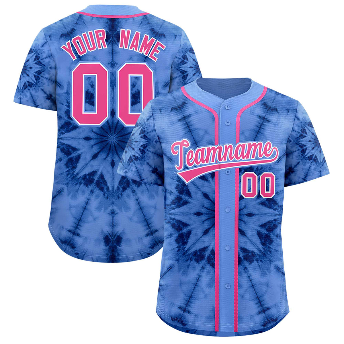 Custom Light Blue Tie-Dye Graffiti Pattern Authentic Baseball Jersey