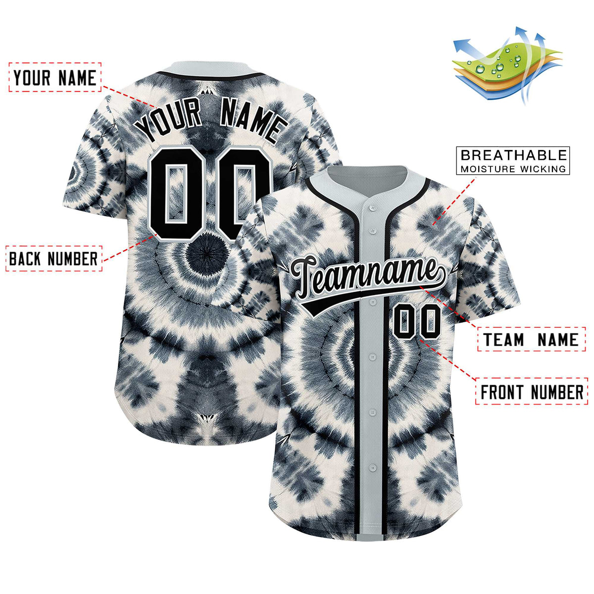 Custom Silver Tie-Dye Graffiti Pattern Authentic Baseball Jersey