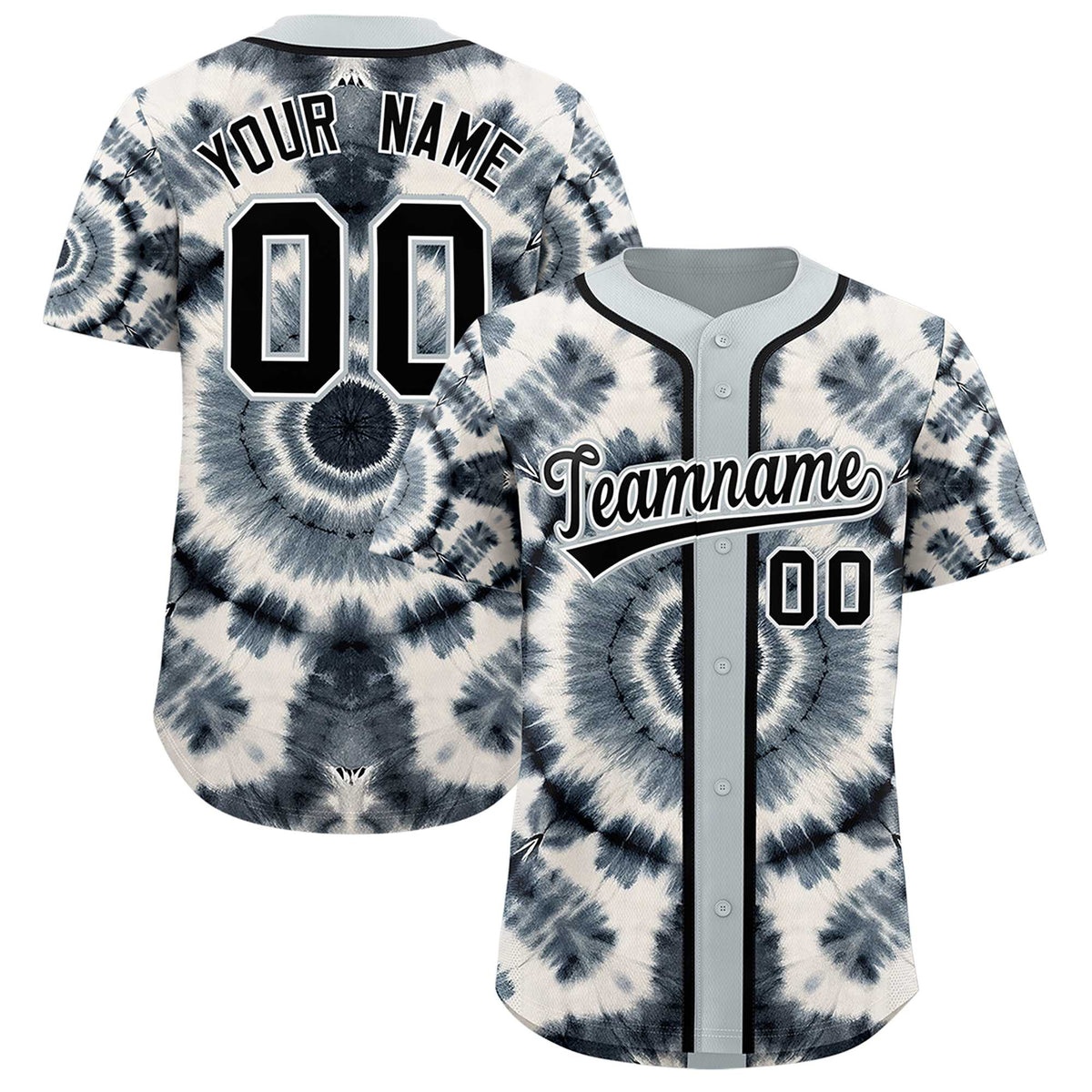 Custom Silver Tie-Dye Graffiti Pattern Authentic Baseball Jersey