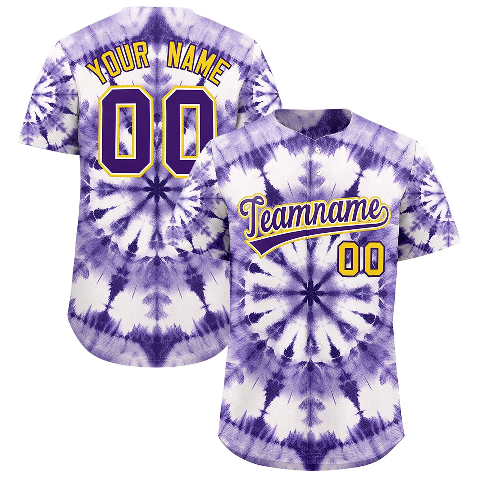 Custom Multi Color Tie-Dye Graffiti Pattern Authentic Baseball Jersey