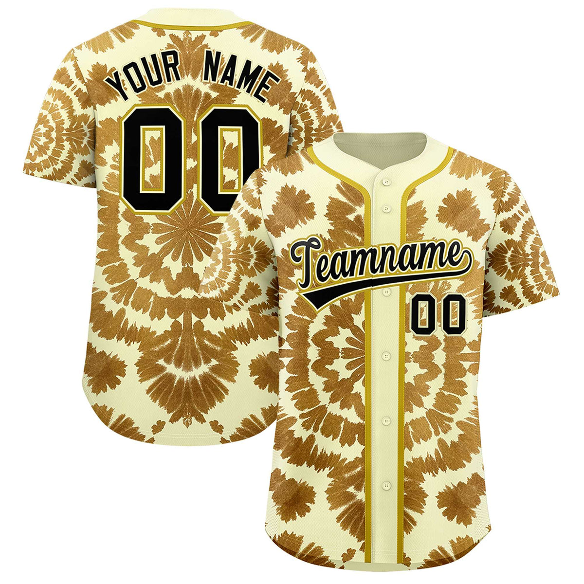 Custom Cream Tie-Dye Graffiti Pattern Authentic Baseball Jersey