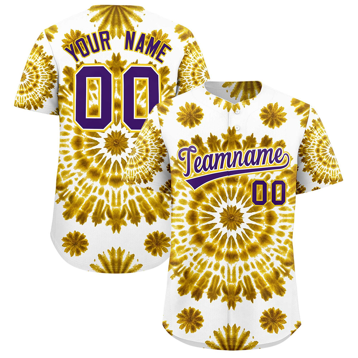 Custom Multi Color Tie-Dye Graffiti Pattern Authentic Baseball Jersey